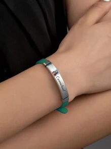 可定制彩色硅胶手链，带有文字/名字，不锈钢个性化励志引语照片手链，适合爱人，是情人节、圣诞节、万圣节的完美礼物