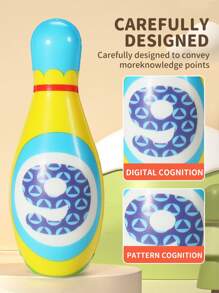 儿童保龄球套装，适合男孩和女孩的益智互动玩具 - 彩色 - 查看 6