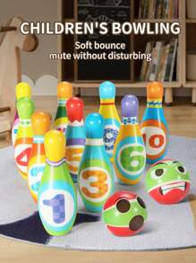 儿童保龄球套装，适合男孩和女孩的益智互动玩具 - 彩色 - 查看 1