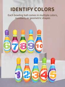 儿童保龄球套装，适合男孩和女孩的益智互动玩具 - 彩色 - 查看 4