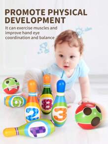 儿童保龄球套装，适合男孩和女孩的益智互动玩具 - 彩色 - 查看 2