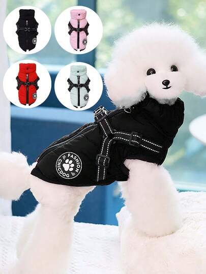 2-In-1 Pet Winter Jacket And Harness Coat, Turtleneck Vest, Thick Autumn/Winter Clothing
