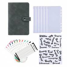 A6 Faux Leather Button Closure Loose Leaf Binder With Cash Envelope Pockets & Replacement Storage Bag, Ideal For Budgeting And Saving In Daily Life Or Traveling, For Planners And Money Savers, Including Notebook Inserts Back To School,Back To School,School Supplies,Savings Plan,Biweekly Savings Plan,10000 Savings Plan,Savings Strategy