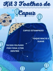 Kit 3 Baby Bath Towels With Hood In 100% Cotton Mesh For Newborns And Children - Trắng/Hồng bong bóng - Xem 3