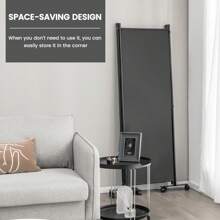 4 Panel Room Divider On Wheels Rolling Privacy Screens Portable Freestanding Grey - Grey - View 4