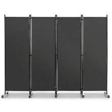 4 Panel Room Divider On Wheels Rolling Privacy Screens Portable Freestanding Grey - Grey - View 1