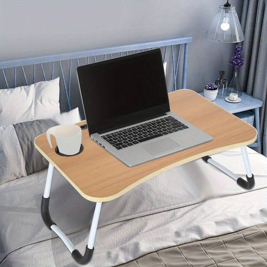 Laptop Table Stand Folding Desk Bed Computer Study Adjustable Portable Sofa Tray Notebook Stand Reading Holder For Couch Walnut - Brown - View 1