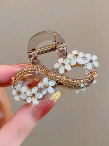 topshiny 1pc Elegant Ditsy Floral Hair Clip With Crystal Rose Decor, Suitable For Casual Wear And Photography, Fashion, Flower Claw Valentine's Day Hair Clips Hair Jaw Clip Hair Clamps Hair Clutch Hair Catcher Clip, Claw Clip Fall Winter Hair Accessories For Women For Vacation Outfits Woman