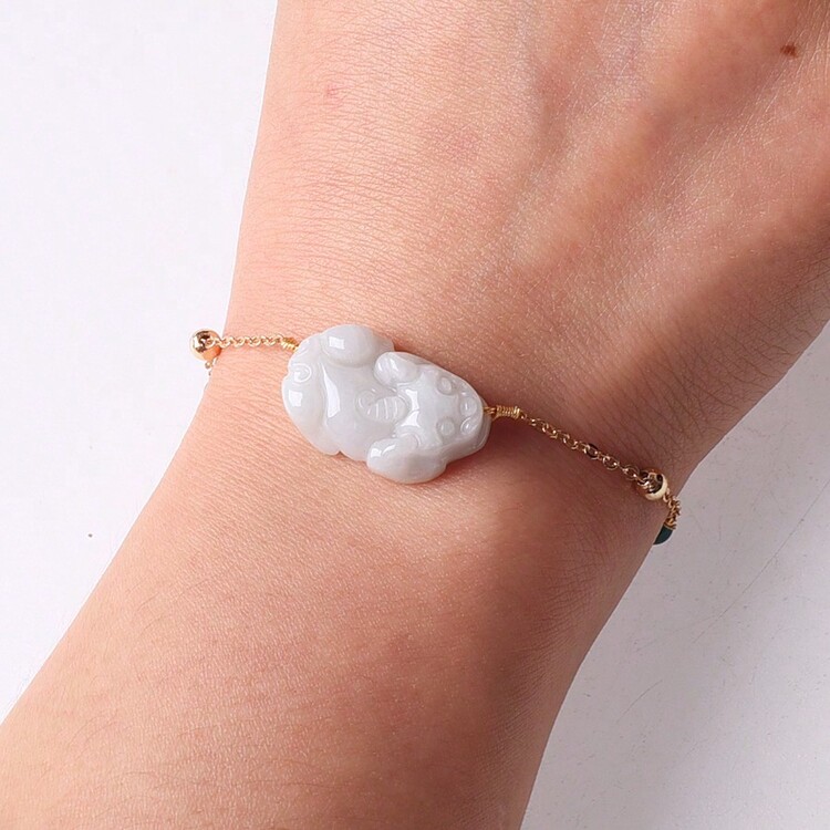 1 套天然 A 级翡翠貔貅手链和吊坠 - 天然a貨翡翠 - 查看 4