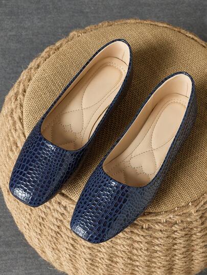 Mocasini cu vârf pătrat pentru femei, casual, zilnic, pentru lucru la birou, negri