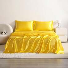 NTBAY 4 Pieces Full Satin Bed Sheet Set, Luxury And Silky Solid Color Satin Bed Sheets And Satin Pillow Cover Set (1 Flat Sheet, 1 Fitted Sheet, 2 Pillowcases)