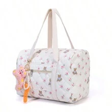 Duża torba ciążowa, prosta torba na pieluchy z nadrukiem, torba na ramię, torba wielokomorowa dla mam (bez akcesoriów) - Biały - Zobacz 13