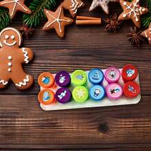 12 Con dấu hình bông tuyết Giáng sinh, Con dấu trang trí tặng giáo viên, Sổ tay, Con dấu quà tặng - Nhiều màu - Xem 3