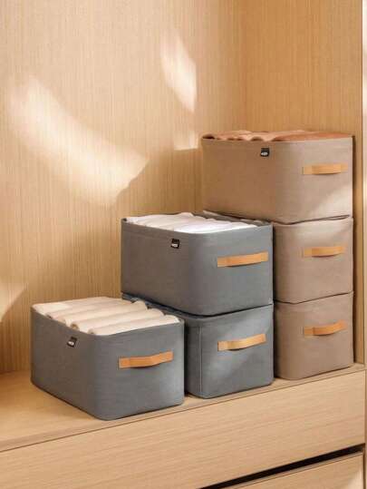 1pc Foldable Fabric Clothes Storage Box With Dividers For Closet Organization, Closet Clothes Organizer With Handle, Fabric Storage Box With Steel Frame Stackable Shelf Storage Baskets Foldable Wardrobe Storage Box For Clothes Toys Household Products Room Decor Home Decor Bed Room Decor Dress Pants Shoes Jeans Boots Skirt Bedroom, Organizer, Home Storage, White T Shirt Women, Black Pants Women, Ladies Winter Clothes, Dress,