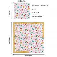 25*25cm 20 chiếc khăn ăn hai lớp in hình Giáng sinh nhiều màu, trang trí tiệc Giáng sinh và tiệc tại nhà, khăn giấy dùng một lần, Giáng sinh vui vẻ, - trắng - Xem 3