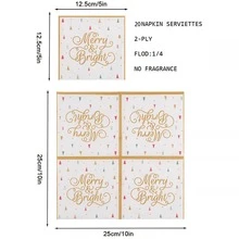 25*25cm 20 chiếc khăn ăn hai lớp in hình Giáng sinh nhiều màu, trang trí tiệc Giáng sinh và tiệc tại nhà, khăn giấy dùng một lần, Giáng sinh vui vẻ, - trắng - Xem 10