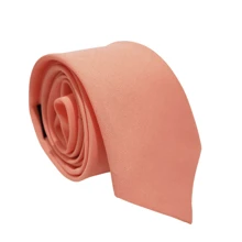 Semi Slim Long Tie For Adults, Weddings, Grooms, Groomsmen, Parties, Events. Polyester Fabric - trái cam - Xem 1