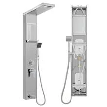 Froadp Stainless Steel Shower Panel 5 Functions Shower Column Rain Shower Waterfall Shower Massage Nozzles Hand Shower Shower Faucet Complete Kit - 銀色 - 查看 1