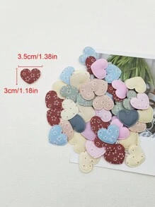 60pcs Multi-Design Heart Shaped Embossed DIY Hair Accessories Materials
