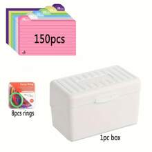 Index Card Holder Set, 3x5 Index Card Organizer, Plastic Index Card Box For Flash Cards, 150 Index Cards, 8Pcs Loose-Leaf Rings,1Plastic Box - as shown - View 7