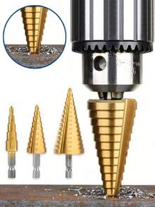 STONEGO Titanium Coated Step Drill Bit - 1/4" Hex Shank, HSS Cone Hole Cutter In Sizes 4-12mm, 4-20mm, 4-32mm For Aluminum, Insulating Board, PVC Board, And Wood,Tool Accessories