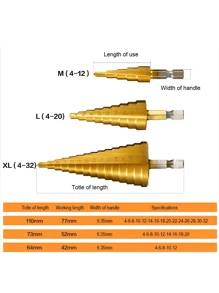 STONEGO Titanium Coated Step Drill Bit - 1/4" Hex Shank, HSS Cone Hole Cutter In Sizes 4-12mm, 4-20mm, 4-32mm For Aluminum, Insulating Board, PVC Board, And Wood,Tool Accessories