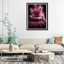 30X40cm 成人钻石艺术画套装，全圆形钻石汽车绘画套装 5D DIY，钻石艺术套装月亮宝石工艺礼品家居墙面装饰 - 彩色 - 查看 3