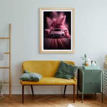 30X40cm 成人钻石艺术画套装，全圆形钻石汽车绘画套装 5D DIY，钻石艺术套装月亮宝石工艺礼品家居墙面装饰 - 彩色 - 查看 2