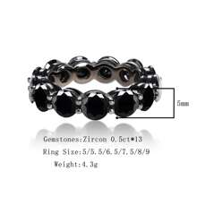 1 pieza Banda de boda premium para mujer de circonita negra 13*0.5ct AAAAA+, anillo con de diamantes chapado en plata de ley 925 y oro blanco 18K, diseño de nicho único como regalo de aniversario de promesa eterna