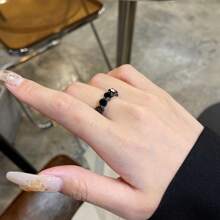 1 pieza Banda de boda premium para mujer de circonita negra 13*0.5ct AAAAA+, anillo con de diamantes chapado en plata de ley 925 y oro blanco 18K, diseño de nicho único como regalo de aniversario de promesa eterna