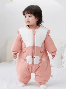 1.5tog Babe Boy Girl Thin Quilted Sleeping Bag For Four Seasons Wear Children Detachable Sleeve Split-Leg Cartoon Cat Sleepsack One Piece Bedding Sleep Sack 0-6Y - Multicolor - View 2