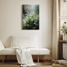 1Pc Framed Canvas Wall Art Poster Lily Of The Vally Wall Art Print Spring Flower Artwork  Country Art Print Woodland Flower Painting White Flower Poster - 黑色 - 查看 4