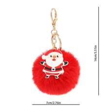 1/3/6 piezas Llavero con pompón de peluche lindo, variedad de estilos adecuados para Navidad, mochila de dibujos animados, regalos de fiesta, regalos festivos - Rojo - Ver 13