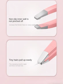 一套不锈钢粉色眉夹镊子，用于去除眉毛毛发，直头和斜头，双眼皮贴，黑色不锈钢尖头眉毛去除镊子 - 彩色 - 查看 8