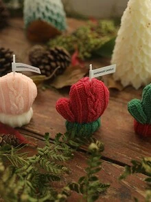 1PC 圣诞香味羊毛迷你手套蜡烛圣诞礼物小礼物创意摆件香薰蜡烛 - 彩色 - 查看 5