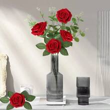 54 件带茎人造泡沫玫瑰花适用于 DIY 婚礼花束、新娘送礼会、派对桌面装饰（50 件泡沫花 + 4 件绿叶） - 寶藍色 - 查看 5