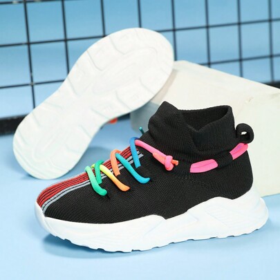 Kinder Jungen Feste gestrickte atmungsaktive Laufschuhe, bequeme rutschfeste Sneakers mit weicher Sohle für Kinder Outdoor Aktivitäten