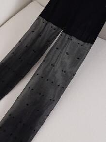 Ning xue yan ying 女士圓點止滑防勾絲褲襪，加強趾部補強，防曬、親膚，優雅性感的黑色薄透腿，薄、透氣，時尚標誌提花和蕾絲袜子，適用於女士，適合春夏季 - 黑色 - 查看 9