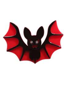 1pc Women's Red Bat Acrylic Brooch, Fashionable Cartoon Animal Pin Badge Gift - Red - View 5