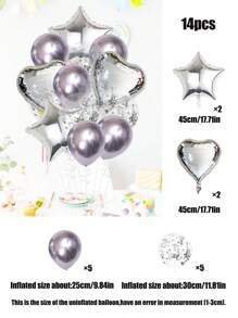 14pcs 18" Star & Heart Foil Balloons, 12" Transparent Sequins Latex Balloons, Suitable For Wedding/Birthday Party Decorations, Ramadan, Ramadan Decor, Eid Mubarak - Multicolor - View 16