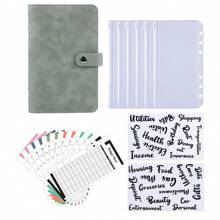 A6 Faux Leather Button Closure Loose Leaf Binder With Cash Envelope Pockets & Replacement Storage Bag, Ideal For Budgeting And Saving In Daily Life Or Traveling, For Planners And Money Savers, Including Notebook Inserts Back To School,Back To School,School Supplies,Savings Plan,Biweekly Savings Plan,10000 Savings Plan,Savings Strategy