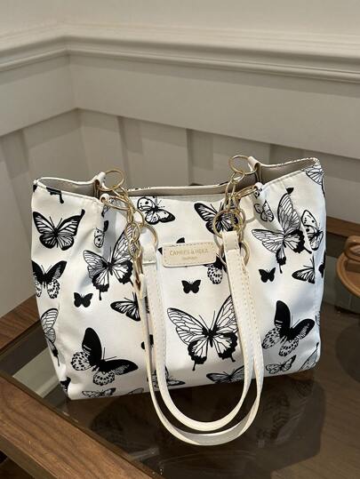 Bolso de mano a rayas de moda - Bolso de hombro de gran capacidad para mujeres - Bolso de tote con cierre para uso diario - Bolso de tote minimalista con cadena para el hombro para adolescentes, mujeres, estudiantes universitarios, principiantes y trabajadores de cuello blanco, perfecto para la oficina, el trabajo, los negocios, el transporte, el mejor bolso de trabajo para mujeres, de vuelta a la escuela