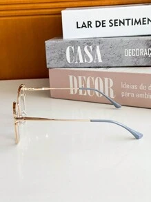 MELINDA MODA Women's Frame For Prescription Glasses Metal Clip-On 2 IN 1 One Flat Mirror + One Lens - Màu xanh bụi bặm - Xem 5