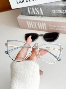 MELINDA MODA Women's Frame For Prescription Glasses Metal Clip-On 2 IN 1 One Flat Mirror + One Lens - Màu xanh bụi bặm - Xem 1