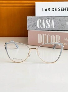 MELINDA MODA Women's Frame For Prescription Glasses Metal Clip-On 2 IN 1 One Flat Mirror + One Lens - Màu xanh bụi bặm - Xem 4