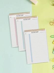 Trees 3pcs Undated To-Do List Notebooks, Daily Planner Organizer, Spiral Bound, Improve Efficiency, 8.5" X 5.5", 100gsm Paper, Pink + Green + Blue, Essential For Back To School Season - Multicolor - View 5