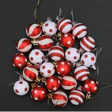 24 个 3 厘米圣诞树装饰 亮灯球 七彩球 电镀球 挂饰 圣诞场景布置 挂球装饰 圣诞礼物 - 彩色 - 查看 9