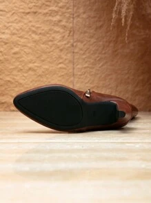 Autumn/Winter New European & American Fashion Hot Selling Pointed Toe Chunky Heel Side Zipper Women Versatile Riding Boots,Brown Boots - Brown - View 8