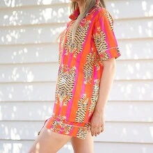 Women's Cotton Pyjama Shorts Set - Tranquil Mornings - Multicolor - View 2