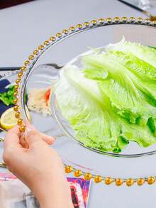 2/4 đĩa ngọc trai viền vàng, đĩa trái cây, đĩa ăn kiểu phương Tây, đĩa ngọc trai, đĩa đựng đồ ăn, đĩa lễ hội ngọc trai vàng ép nóng, đĩa trang trí ngọc trai vàng cho đám cưới, đĩa trang trí ngọc trai vàng cho tiệc tùng, đĩa trái cây sang trọng - Nhiều màu - Xem 3